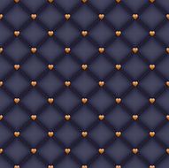 Seamless black velvet quilted background with golden heart shaped pins N2