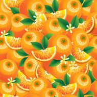 Orange with leaves and flowers seamless pattern