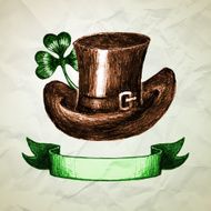 St Patrick&#039;s Day background with hand drawn sketch hat N2