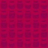 Deep seamless pattern with the cherry jam jars N2