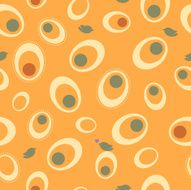 Seamless ovals and birds pattern - orange color N2