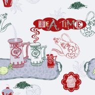 Vintage style tea time background seamless pattern fabric and wrapping