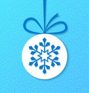 Christmas ball with snowflake on blue background