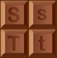 Vector stylized alphabet Characters printed on blocks of chocolate bar N11