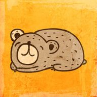 Cute Sleeping Bear on Grunge Background N2