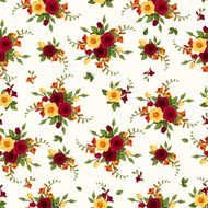 Vector seamless pattern with roses and freesia