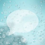 Speech bubble on glass with water drops N2