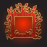 Vector golden frame with red wood N8
