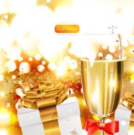 Gold Christmas background greeting card Wine