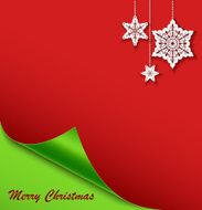 Christmas card with the bent corner and stars