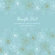 Doodle greeting card with colorful stylized dot flowers and spirals