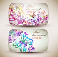 Vintage Business-Card Set with butterfly