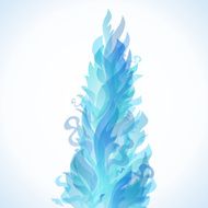 Different blue fire flames on a white background