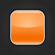 Orange empty icon blank web internet button perforation metal texture