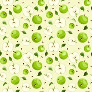 Seamless background with apples and leaves Vector illustration N2