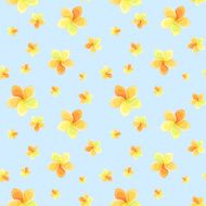 Seamless background with colorful flowers on blue Vector illustration