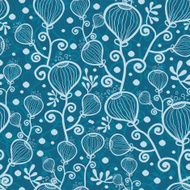 Blue underwater abstract plants seamless pattern background