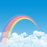 Colorful Rainbow With Cloud Vector Illustration