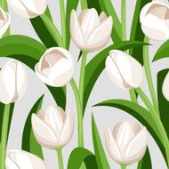 Seamless background with white tulips Vector illustration N2