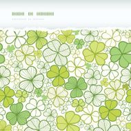 Clover line art horizontal torn seamless pattern background