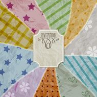 Vector Vintage Invintation on Background Made of Retro Crumpled Papers