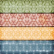 vector seamless floral borders on crumpled paper texture