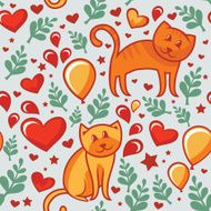 seamless pattern with cats in love N2