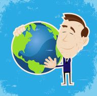 Man Loving Earth In Grunge Style