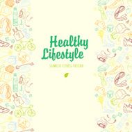 Color Sport and fitness seamless doodle pattern with frame N2