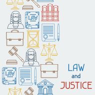Law and justice icons seamless pattern in flat design style N2