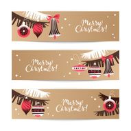 Vintage Christmas banner set Happy New Year cards N2
