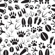 animal footprints black and white seamless pattern eps10