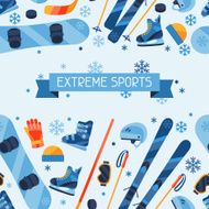Winter sports seamless pattern with equipment flat icons N4