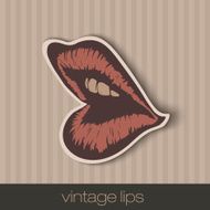 vintage paper lips mouth red with shadow N3