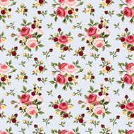 Vintage seamless pattern with pink roses on blue Vector illustration
