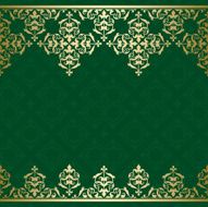 green vector background with golden vintage ornament