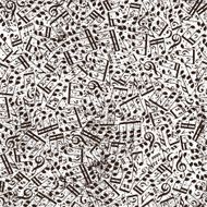 Music seamless pattern with notes and old texture