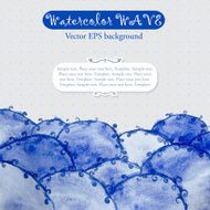 Abstract template with blue watercolor waves