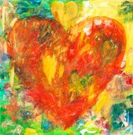 Red grunge acrylic hearts painting N2