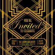 Square composition Art Deco style vintage invitation design template