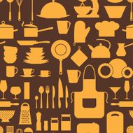 Seamless pattern with restaurant and kitchen utensils N11