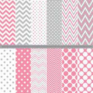 Polka Dot and Chevron seamless pattern set - Illustration