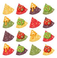 Multicolor Nacho Corn Chip Icons With Toppings