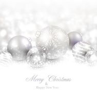 Winter background with silver christmas balls N3