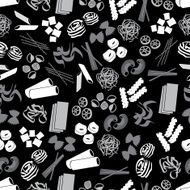types of pasta food black and gray pattern eps10