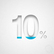 Ten Percent Design (10 ) - Blue number on Watercolor Paper