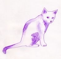 Painted watercolor cat N2