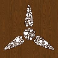 Wind turbine symbol on the wood