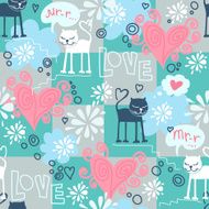 Funny seamless texture with cats in love N2