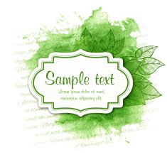 Vector watercolor spring illustration with leaf